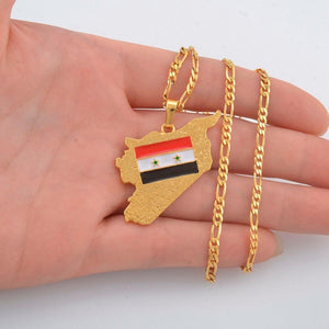 Syria Flag Map Necklace