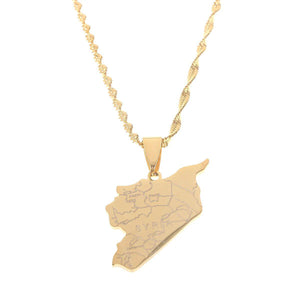 Syria Flag Map Necklace