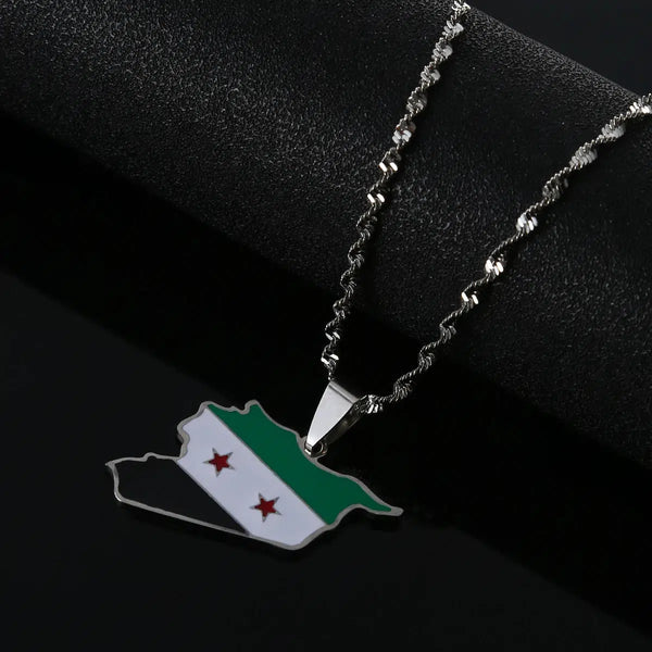 Syria Flag Map Necklace