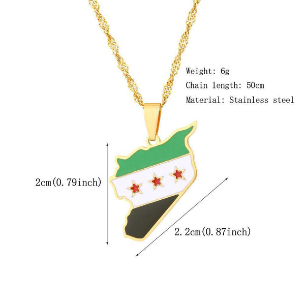 Syria Flag Map Necklace