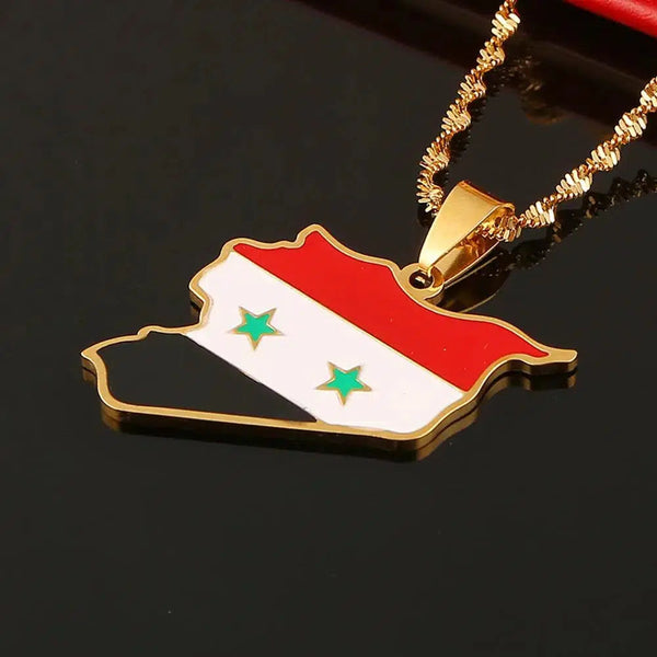 Syria Flag Map Necklace