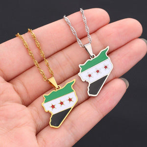 Syria Flag Map Necklace