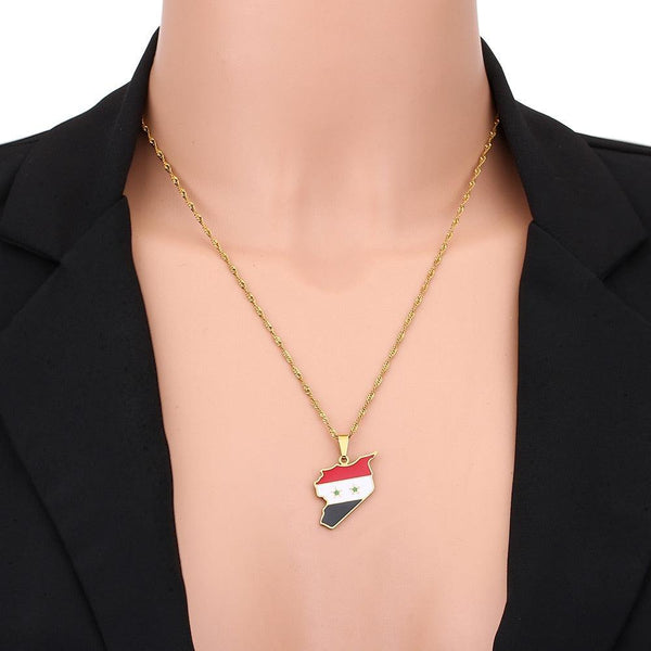 Syria Flag Map Necklace