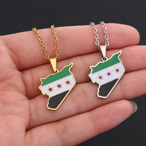 Syria Flag Map Necklace