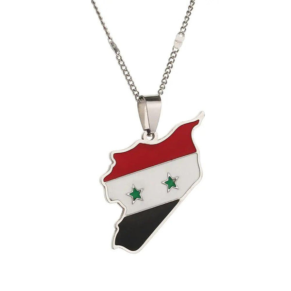 Syria Flag Map Necklace