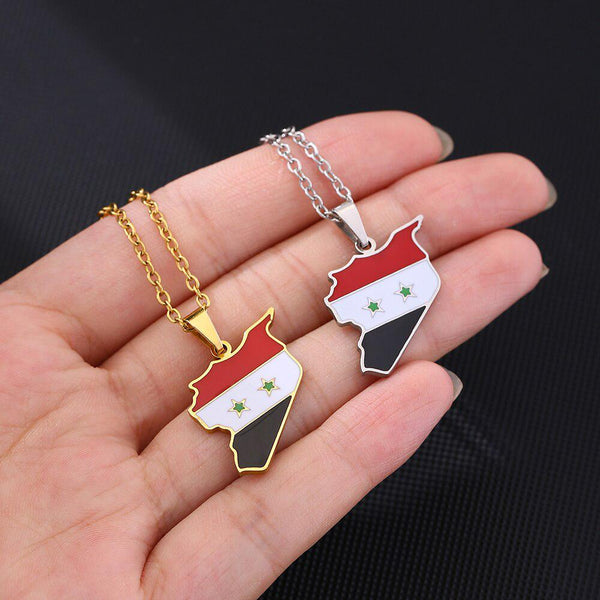 Syria Flag Map Necklace