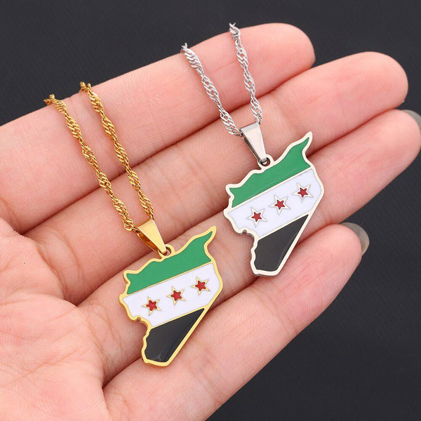 Syria Flag Map Necklace