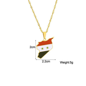 Syria Flag Map Necklace