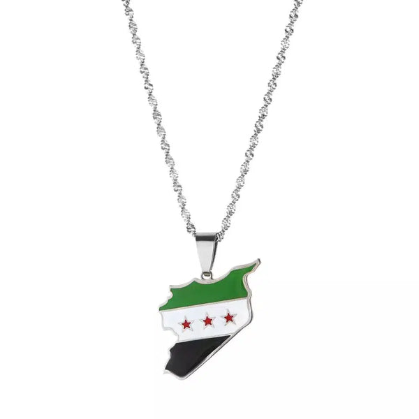 Syria Flag Map Necklace