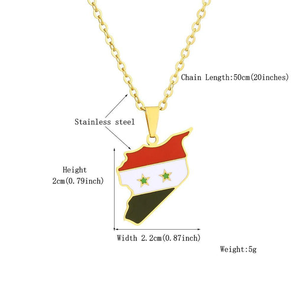 Syria Flag Map Necklace