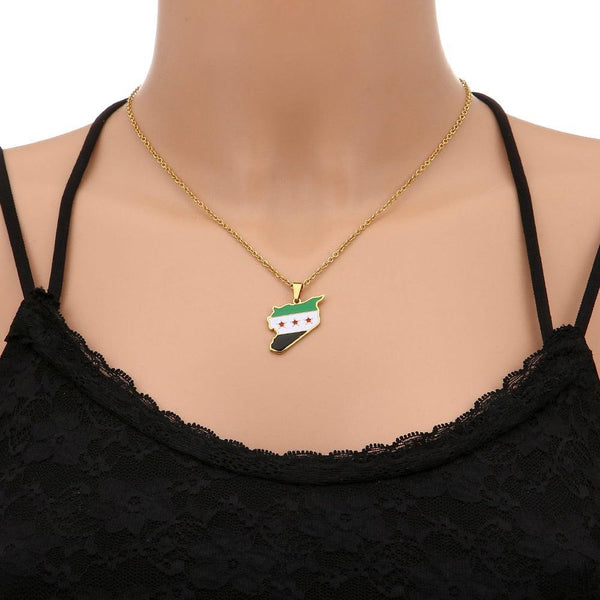 Syria Flag Map Necklace