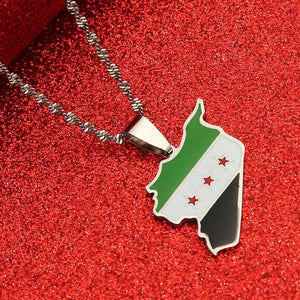 Syria Flag Map Necklace