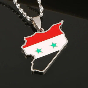 Syria Flag Map Necklace