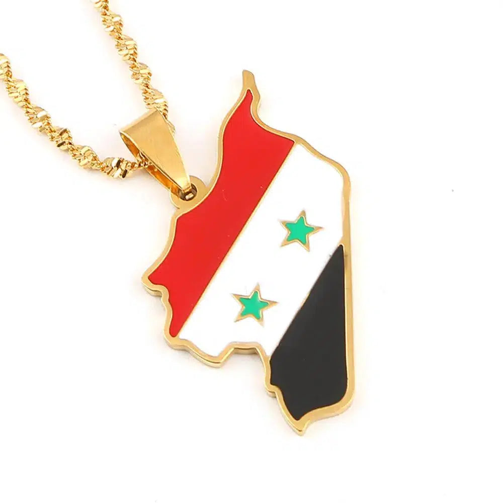 Syria Flag Map Necklace