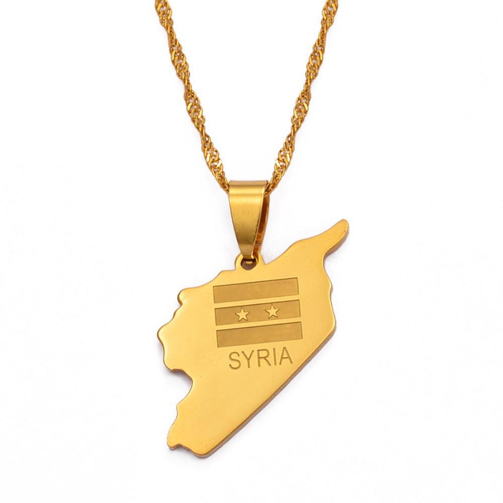 Syria Flag Map Necklace