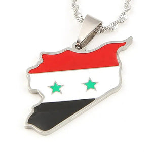 Syria Flag Map Necklace