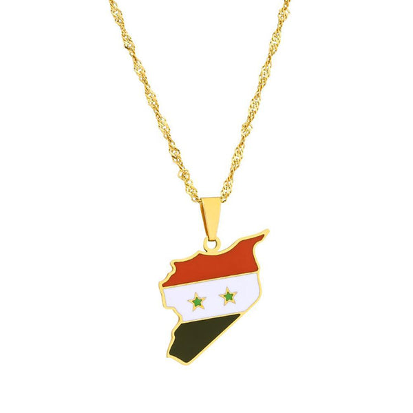 Syria Flag Map Necklace