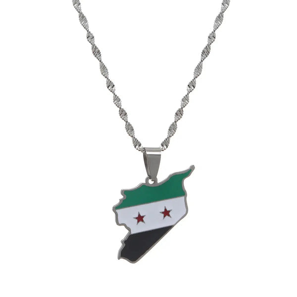 Syria Flag Map Necklace