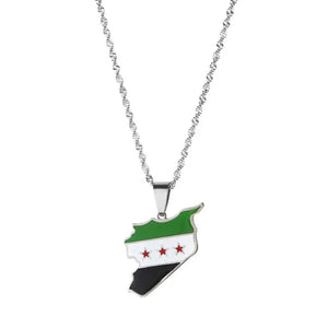 Syria Flag Map Necklace