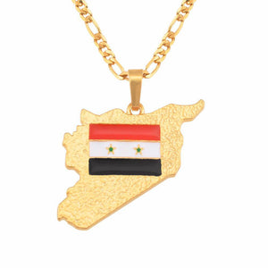 Syria Flag Map Necklace