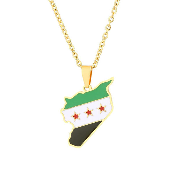 Syria Flag Map Necklace