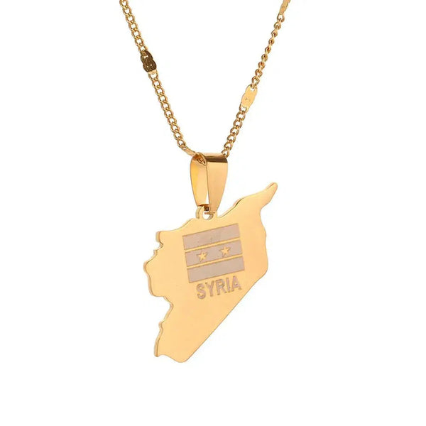 Syria Flag Map Necklace