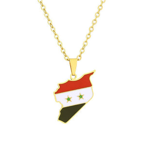 Syria Flag Map Necklace