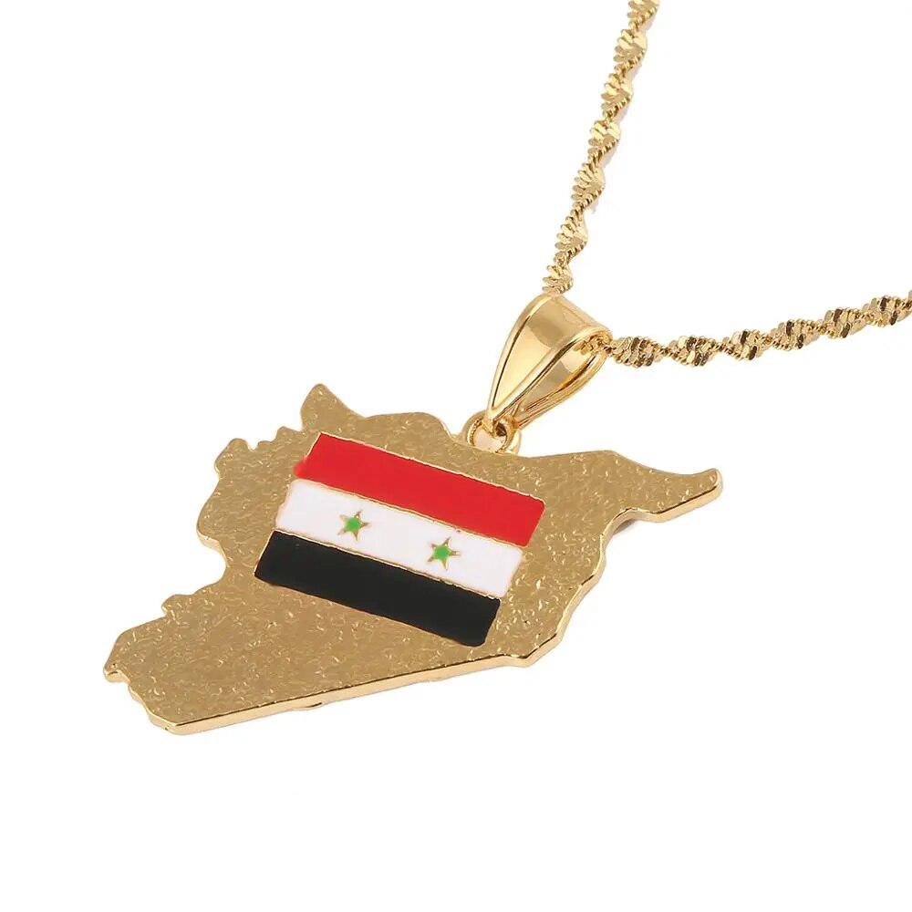 Syria Flag Map Necklace