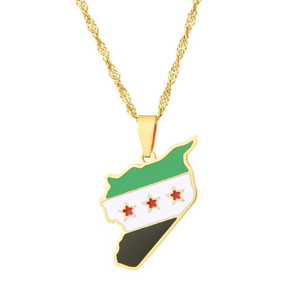 Syria Flag Map Necklace