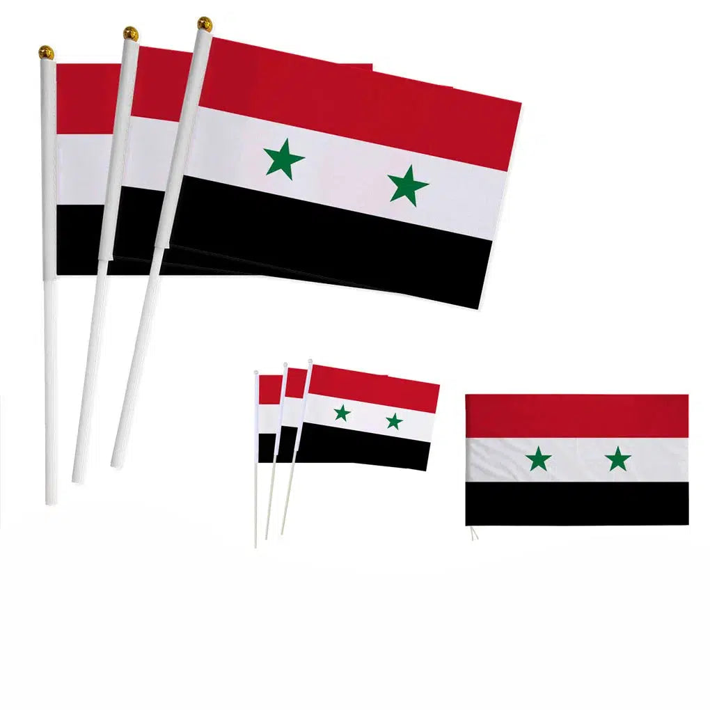 Syria Flag on Stick - Small Handheld Flag (50/100Pcs)