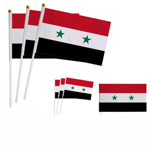 Syria Flag on Stick - Small Handheld Flag (50/100Pcs)