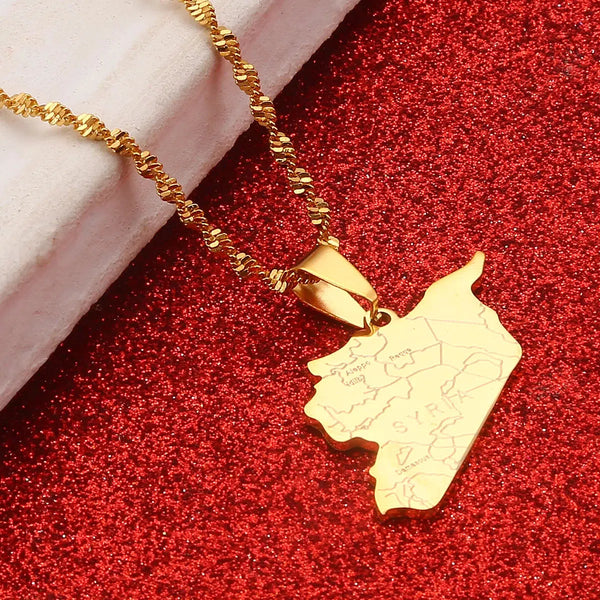 Syria Map Necklace