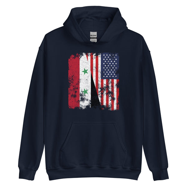 Syria USA Flag - Half American Hoodie