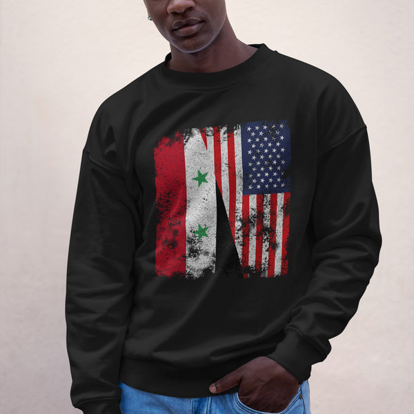 Syria USA Flag - Half American Sweatshirt