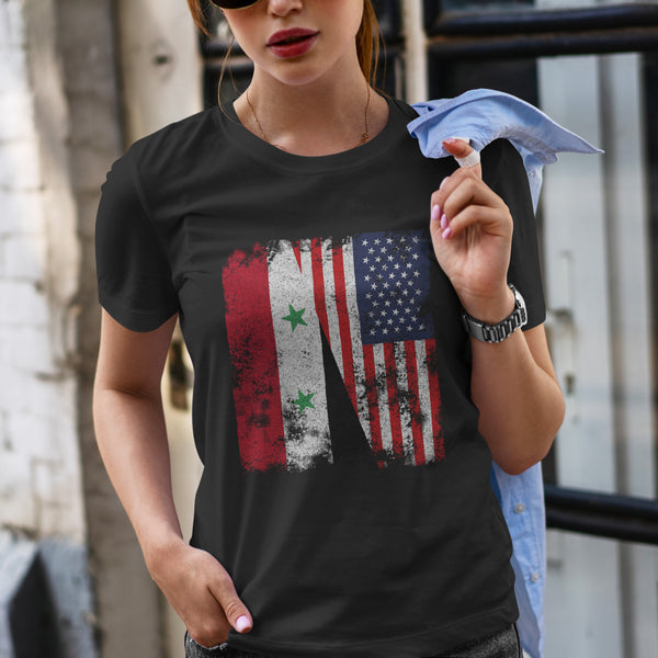 Syria USA Flag - Half American T-Shirt