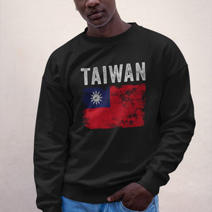 Taiwan Flag Distressed - Taiwanese Flag Sweatshirt