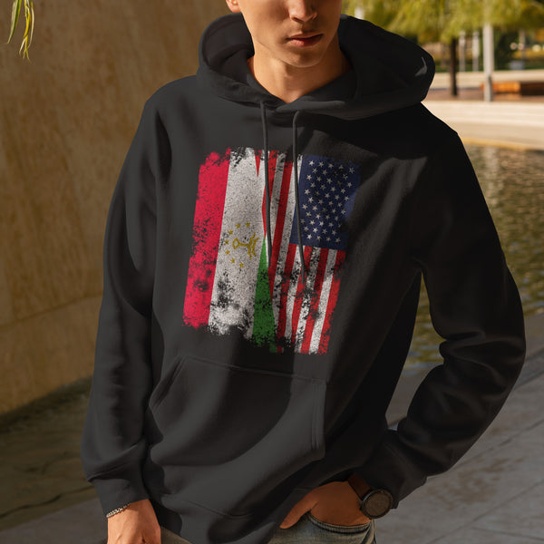 Tajikistan USA Flag - Half American Hoodie