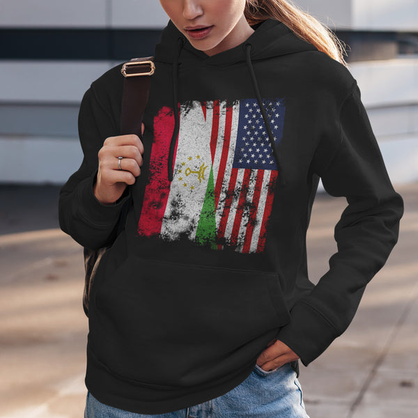 Tajikistan USA Flag - Half American Hoodie