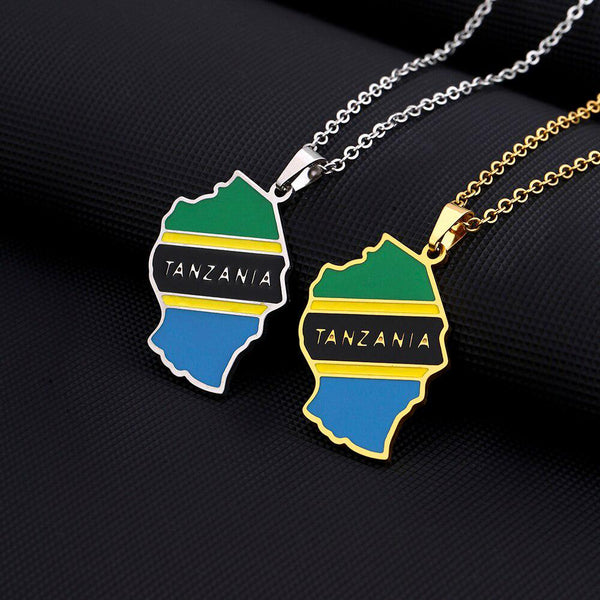 Tanzania Flag Map Necklace