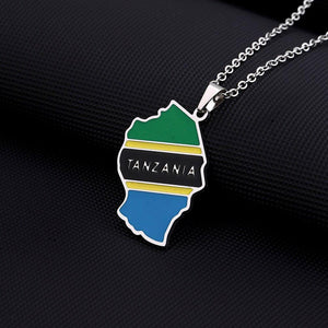 Tanzania Flag Map Necklace