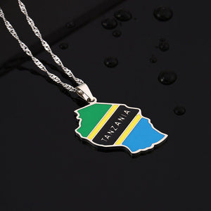 Tanzania Flag Map Necklace