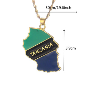 Tanzania Flag Map Necklace