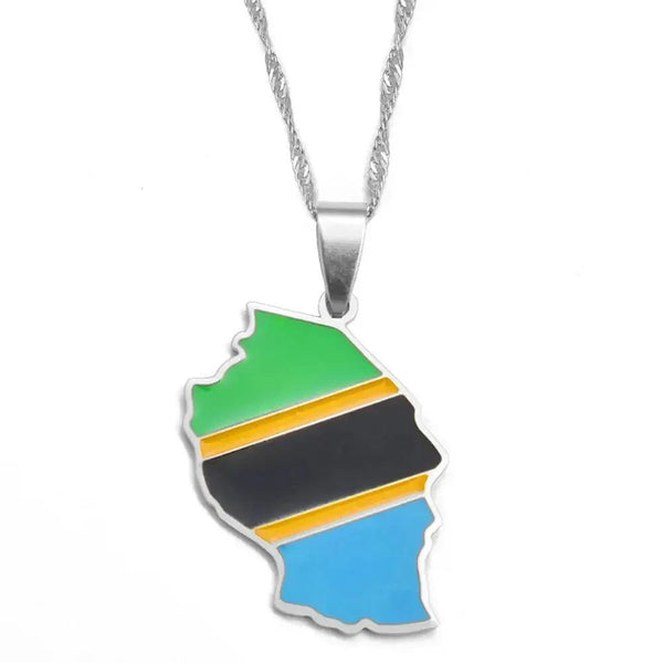 Tanzania Flag Map Necklace