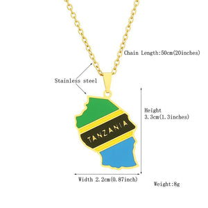 Tanzania Flag Map Necklace