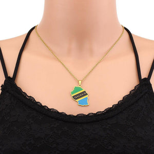 Tanzania Flag Map Necklace