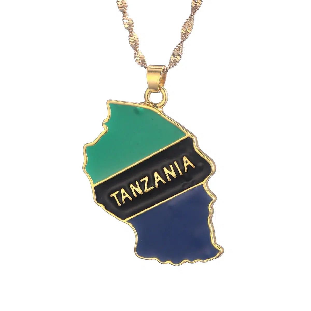 Tanzania Flag Map Necklace