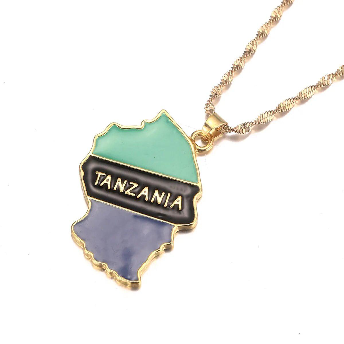 Tanzania Flag Map Necklace