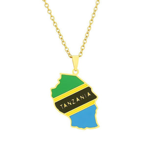 Tanzania Flag Map Necklace