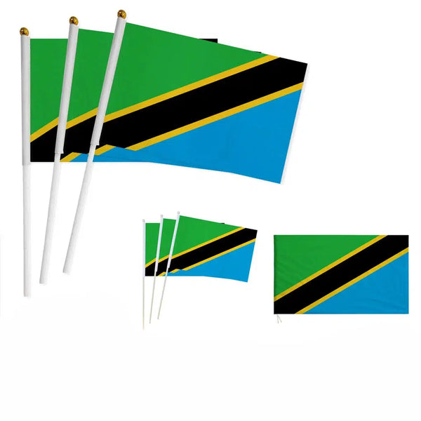 Tanzania Flag on Stick - Small Handheld Flag (50/100Pcs)