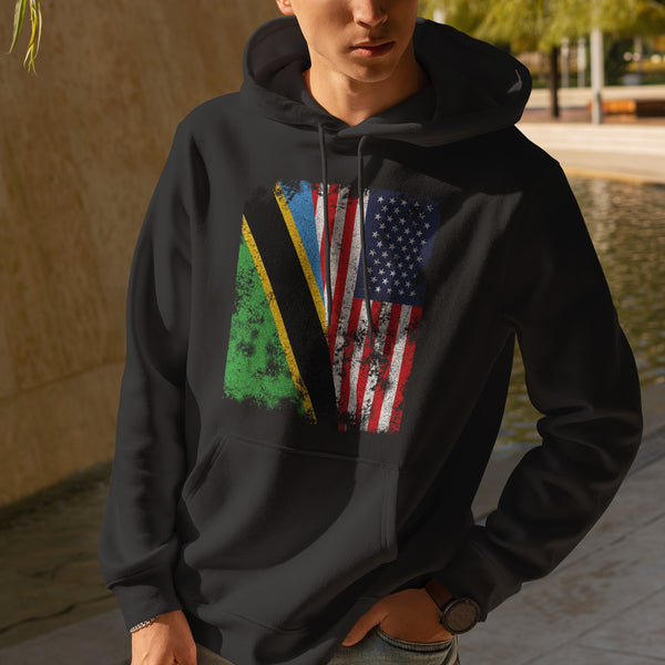 Tanzania USA Flag - Half American Hoodie